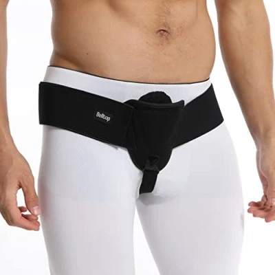 Afbeelding van hernia riem voor heren, lijn/inguinale met uitneembare compressievoering aan beide zijden, verstelbare breukband (inguinale verband) (S/M)