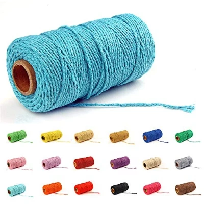 Afbeelding van 100 Yard / 2 mm Kleurrijke Katoenen Touw Ambachten Breien voor Geschenkverpakking (Blauw 1)