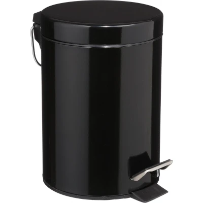 Afbeelding van 5Five Pedaalemmer zwart metaal 3 liter 17 x 25 cm Voor badkamer en toilet prullenbak