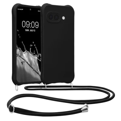 Afbeelding van kwmobile telefoonhoesjegeschikt voor Google Pixel 9a Hoesje van siliconen met telefoonkoord In zwart