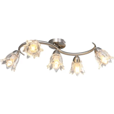 Afbeelding van VidaXL Plafondlamp met glazen tulpvormige kappen 5xE14 transparant