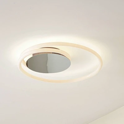 Afbeelding van Lucande LED plafondlamp, chroom/wit, PC, Ø 44 cm