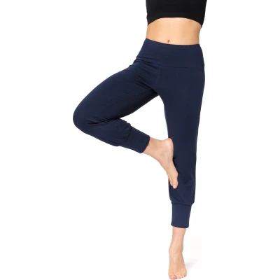 Afbeelding van Bellivalini Yogabroek voor dames, flare cargobroek, streetwear, wijde broek met zakken, hoge taille, legging zomer, sport, BLV50 282, Navy Blauw