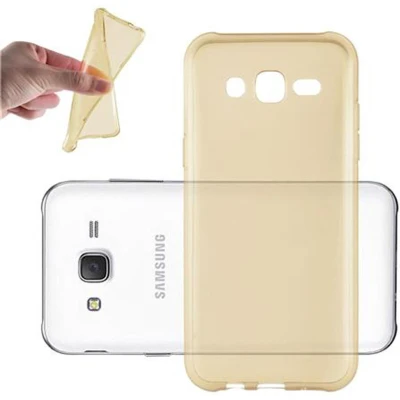 Afbeelding van Cadorabo Hoesje geschikt voor Samsung Galaxy J3 2015 in TRANSPARANT GOUD Beschermhoes gemaakt van flexibel TPU Silicone Case Cover