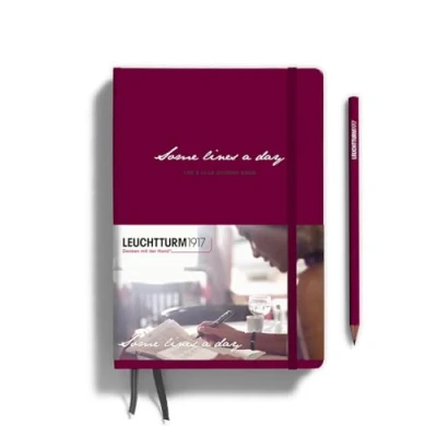 Afbeelding van Leuchtturm1917 A5 Medium Some Lines a Day, 5 jaar Dagboek hardcover Port Red