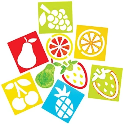 Afbeelding van Baker Ross Fruit stencils (8 stuks) thema knutselwerk voor kinderen