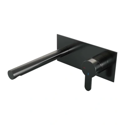 Afbeelding van Brauer Rechte uitloop Links Plat smal Achterplaat Geborsteld Gunmetal PVD