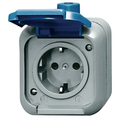 Afbeelding van Busch Jaeger WS wandcontactdoos ra klapdeksel opbouw industrie IP44