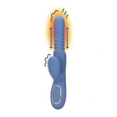 Afbeelding van Verwarmende Roterende Kralen En Stotende Rabbit Vibrator Blauw