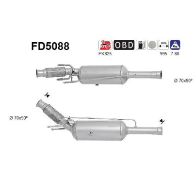 Afbeelding van AS FD5088 Roetfilter Euro 5 Cordieriet CITROËN: C4 I Grand Picasso, Picasso 1, PEUGEOT: 3008 I, 308 Hatchback