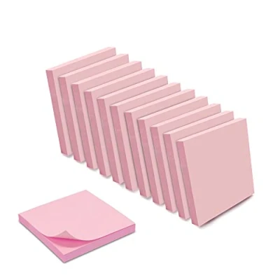 Afbeelding van WAYTEX 1200 zelfklevende notities, herpositioneerbaar, pastelroze, 12 blokken van 100 vellen, 75 x mm, vierkant