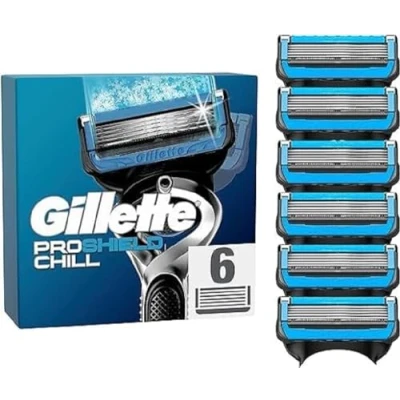 Afbeelding van Gillette ProShield Chill reservemesjes voor nat scheerapparaat heren, 5 voudig lemmet, gemaakt in Duitsland, 6 stuks