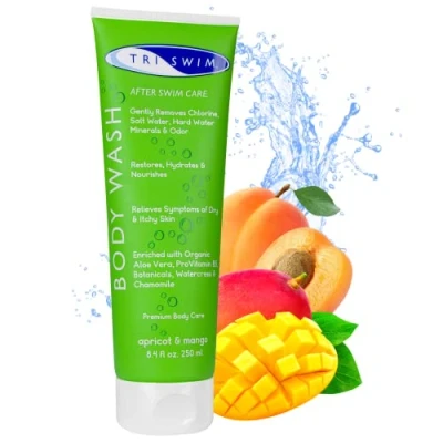 Afbeelding van TRISWIM anti chloor douchegel voor het lichaam, veganistische hydraterende zwemmers, mannen en vrouwen
