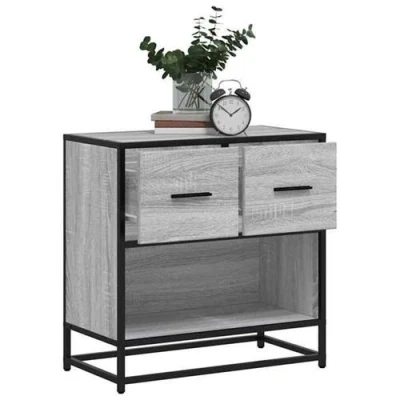 Image de vidaXL Table de chevet sonoma gris 60x31x60 cm bois ingénierie métal848697