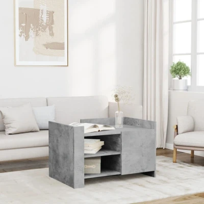 Afbeelding van Salontafel 80x50x50 cm bewerkt hout betongrijs