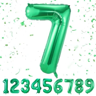 Afbeelding van Verjaardagsballon van aluminium, nummer 7, maat XXL, 101 cm, reuzenaluminium, verjaardagsdecoratie, vliegt met helium