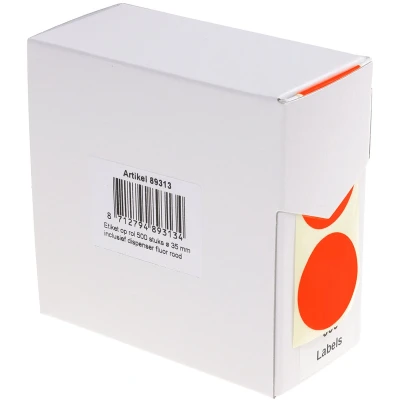 Afbeelding van Rillprint Ronde Etiketten, Diameter 35 Mm, Rol Van 500 Stuks, Fluo Rood Etiket