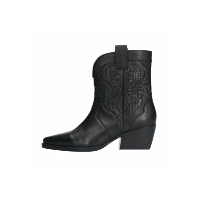 Afbeelding van Sacha Dames Zwarte leren cowboylaarsjes met studs Maat 37