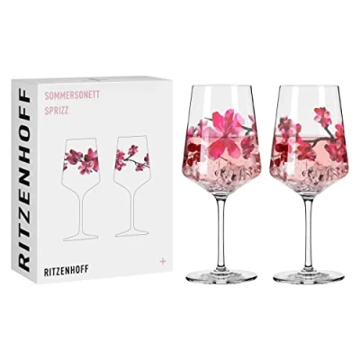Afbeelding van RITZENHOFF 3461006 Sprizz set van 2 aperitiefglazen 500 ml serie Sommersonett nr. 11 + 12 met Aziatisch motief rood Made in Germany
