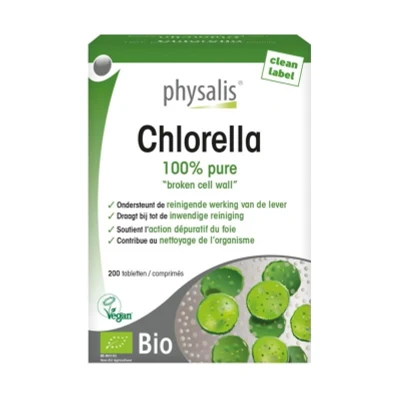 Afbeelding van Physalis 100% Puur Chlorella Tabletten Bio (200 Tabletten)