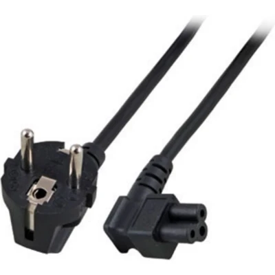 Afbeelding van Apparaatsnoer met haakse C5 plug en stekker 3x 0,75mm / zwart 3 meter