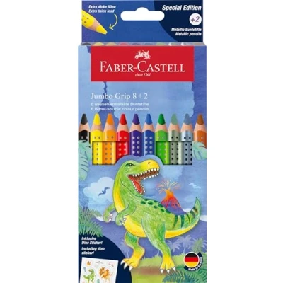 Afbeelding van Kleurpotlood Faber Castell Jumbo Grip Dino 8 colourgrip 2 metallic g