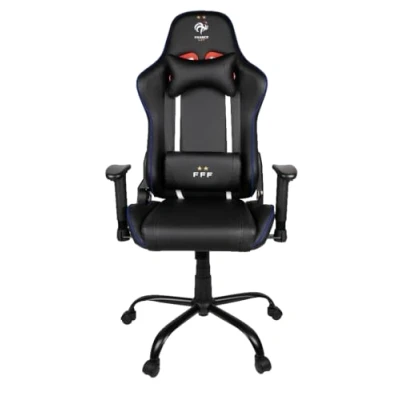 Afbeelding van Konix FFF Premium gamingbureaustoel, 150 zithoek, PU leer, verstelbaar lenden en neksteunkussen, hoofdsteun, zwart