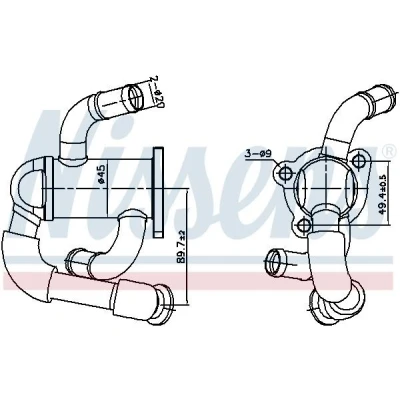 Afbeelding van NISSENS 989433 EGR koeler Zonder onderdruk Bypass OPEL: Agila A, FIAT: Doblo II Box Body / Estate, Platform/Chassis