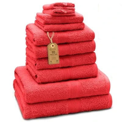 Afbeelding van NatureMark badstof servetten, 100% katoen, rood, 10 stuks