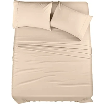 Afbeelding van Utopia Bedding 4 delige microvezel beddengoedset (beige, kingsize bed)