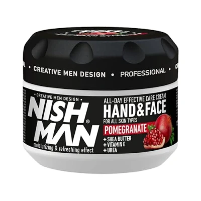 Afbeelding van Nishman Hand en gezichtscrème vochtinbrengende, voedende crème voor een gezonde huid ideaal droge gevoelige (300 ml, granaatappel)