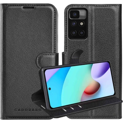 Afbeelding van Cadorabo Hoesje geschikt voor Xiaomi RedMi 10 in PHANTOM ZWART Beschermhoes met magnetische sluiting, standfunctie en kaartvakje Book Case Cover Etui
