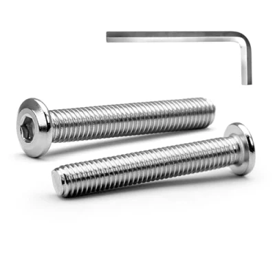 Afbeelding van MINHER M6 x 50 mm 10 stuks platte zeskantige verzonken schroeven bouten meubelbouten roestvrij staal A2 V2A volledige schroefdraad (met knopsleutel)