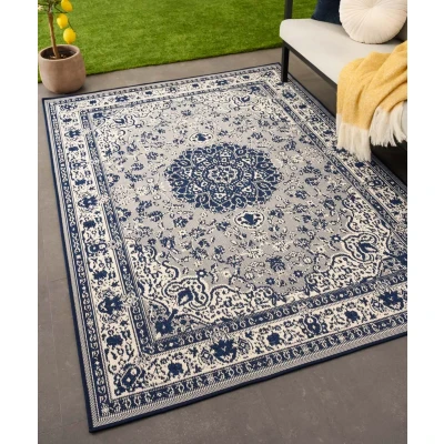 Afbeelding van Vintage Buitenkleed Flip Agnes Donkerblauw 200x280 Cm