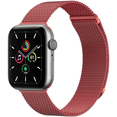 Afbeelding van imoshion Milanees magnetisch bandje voor de Apple Watch Series 1 t/m 9 / SE (38/40/41 mm) 10 (42 Maat M Rood