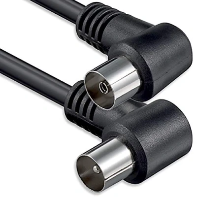Image de 1aTTack Câble coaxial/antenne/Satellite Connecteur F coaxial mâle vers Femelle 1,5 m mâle/Femelle Connecteurs coudés Noir 75 DB