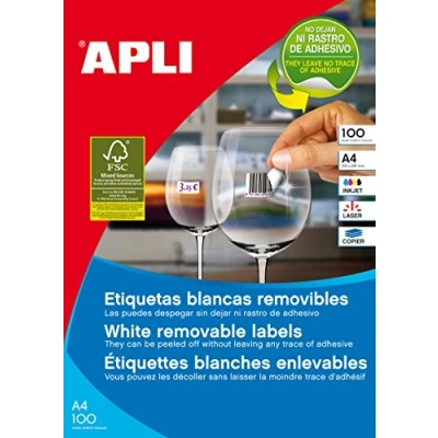 Afbeelding van Apli afneembare witte etiketten ft 38 x 21,2 mm (b h), 6.500 stuks, 65 per blad (3052)