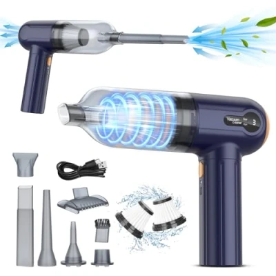 Afbeelding van Draadloze handstofzuiger, 15.000 Pa, krachtig, draadloos, 3 in 1, mini led display, oplaadbaar voor keuken, auto, kantoor, reiniging van dierenharen