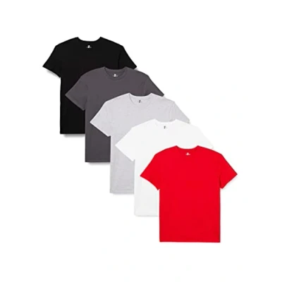 Image de Lower East T shirt à col rond (paquet de 5) Homme, Noir/Anthracite/Rouge/Gris Clair Mélange/Blanc, L