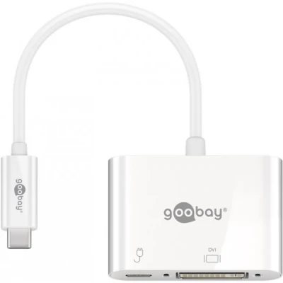 Afbeelding van Goobay USB C adapter DVI, PD, wit voegt een DVI verbinding toe aan apparaat