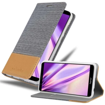 Afbeelding van Cadorabo Hoesje geschikt voor Honor 7X in LICHTGRIJS BRUIN Beschermhoes met magnetische sluiting, standfunctie en kaartvakje Book Case Cover Etui