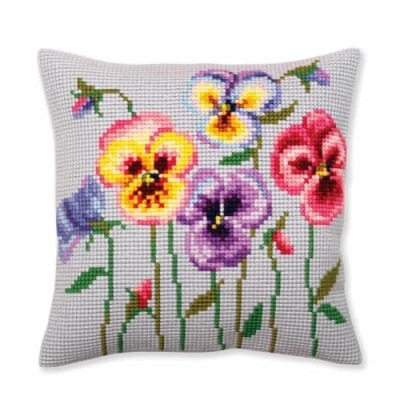 Afbeelding van Kussen Pansies II borduurpakket Collection d&#039;Art