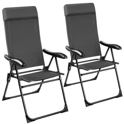 Afbeelding van tectake® Campingstoel inklapbaar staal met aluminium frame set van 2 antraciet