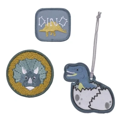 Afbeelding van LÄSSIG Jurassic Patch met drukknop en school, 3 stuks, één maat, patches hangers voor rugzakken schooltassen, Jurassic, Rugzak schooltas