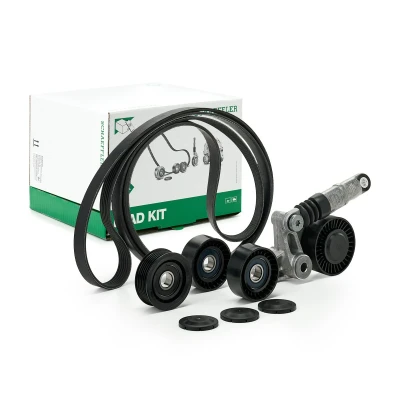Afbeelding van INA 529 0472 10 Poly V riem set Generatorvrijloop controleren en indien nodig vervangen AUDI: A6 C6 Saloon, Avant, Q5