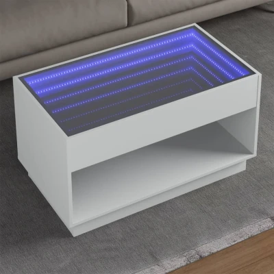 Afbeelding van Salontafel met Infinity LED 90x50x50 cm wit