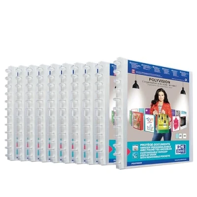 Image de Elba 100205600 10 x Polyvision DIN A4 en plastique avec Vario Zipp Principe de 20 pochettes transparentes à anneaux Classeur Dossier de, incolore