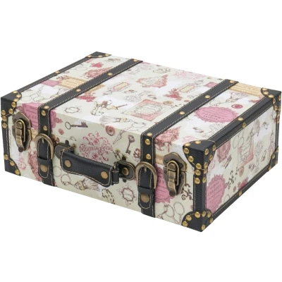 Afbeelding van HMF VKO105 vintage houten koffer, groot, 38 x 26 13 cm, barokke decoratie