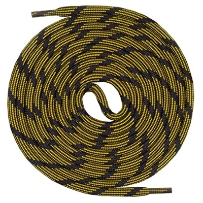 Afbeelding van Mount Swiss© Kwalitatieve veters, rond, veters voor wandelschoenen, extreem duurzaam, ø 4 mm, lengte 70 220 cm, zwart/geel M2