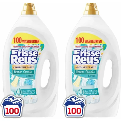Afbeelding van 2x Witte Reus Wasmiddel Frisse Gel Lotus 100 Wasbeurten 4,5 liter